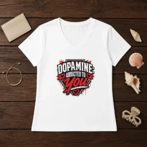 Awesome Dopamine Addicted To You Streetwear Typography V-Neck Shirt