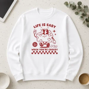 Awesome Life Is Easy When You'Re Cheesy Retro Cheese Character Long Sleeve Shirt