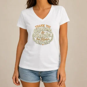 Nice Pretty Family Celebration Vintage Gratitude For Grandparents V Neck Shirt in soft fabric with classic fit