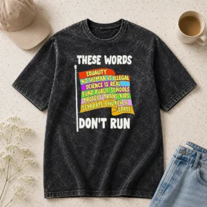 Awesome Pretty Equality No Human Is Illegal Science Is Real Fund Public Schools Protect Trans printed on a soft washed t shirt in neutral color