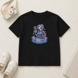 Original Skeleton Girl Halloween Coffee Quote Kids T-Shirt