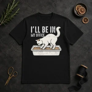 Original Pretty I Will Be In My Office Funny Cat Meme Litter Box