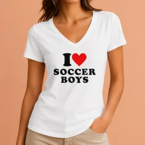 Premium Hot I Love Soccer Boys V-Neck Shirt