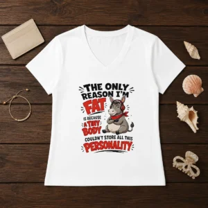 Good Donkey The Only Reason I'M Fat Is Because A Tiny Body Couldn'T All This Personality V-Neck Shirt