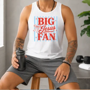 Hot Big Jesus Fan Retro Striped Tank Top