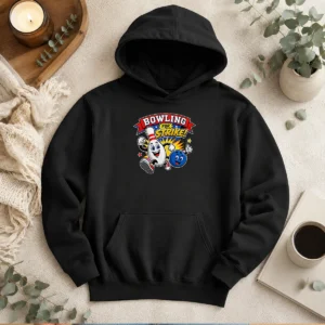 Pretty Bowling For Strike Cheerful Mascot Hoodie in vibrant colors with front pocket and drawstring hood