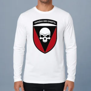 Nice Official Ukraine Or Death Skull Emblem Military Tactical Long Sleeve Shirt