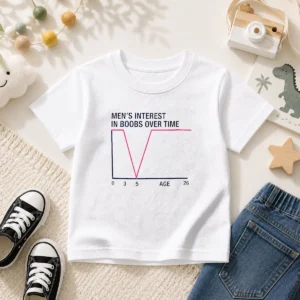 Awesome Men'S Interest In Boobs Over Time Age 0 3 5 26 Sarcasm Comedy Kids T-Shirt