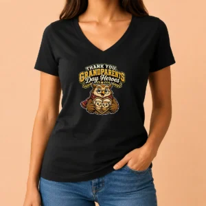 Nice Grandparents Day Gratitude Owl Mascot V-Neck Shirt