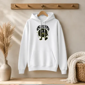 Premium Dopamine Addicted To You Silhouette For Couples Hoodie in black, showing front view with graphic design