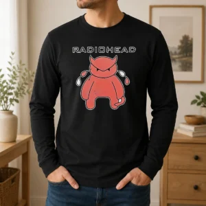 Nice Radiohead Distressed Crying Devil Character Long Sleeve Shirt