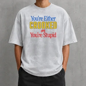 Hot Crooked Or Stupid Washed T Shirt showing relaxed fit and vintage washed fabric