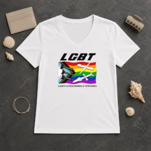 Hot Nice LGBT Laser Guided Bombs And Torpedoes Flag V-Neck Shirt