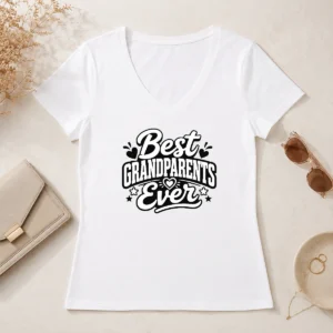 Good Top Best Grandparents Ever Silhouette For Family Love V-Neck Shirt