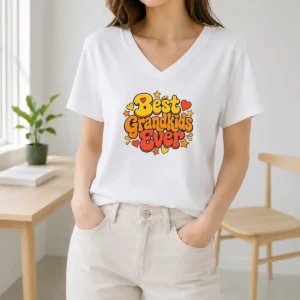 Pretty Groovy Retro Grandkids Celebration V-Neck Shirt