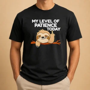 Hot Sloth Middle Finger My Level Of Patience Today Cartoon