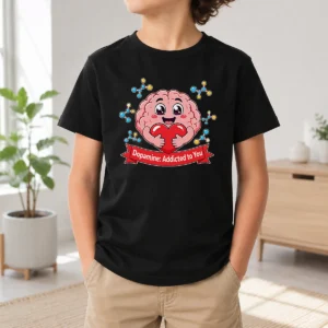 Official Dopamine Addicted To You Cute Brain Vector Kids T-Shirt