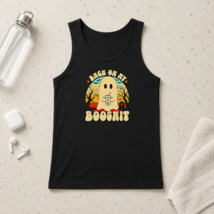 Premium Back On My Booshit Retro Ghost Drinking Boba Tea Tank Top