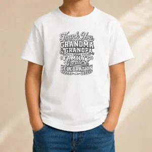 Top Original Family Celebration Thank You Grandma Grandpa Line Art Kids T-Shirt