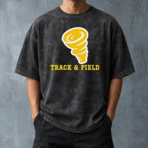 Original Tornado Track And Field Athletics Logo Washed T Shirt featuring a soft, vintage washed cotton fabric
