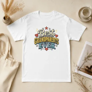 Nice Good Best Grandparents Ever Retro Distressed t shirt in vintage style with faded print on a classic crew neck tee