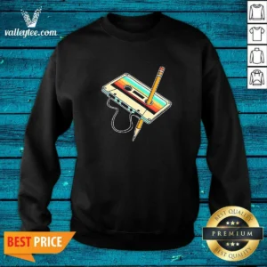 Top Retro Cassette Tape With Pencil 90s Nostalgia Sweatshirt