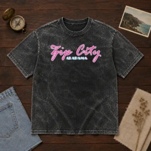 Top Zip City Alabama Southern Town washed t shirt in soft fabric with vintage look