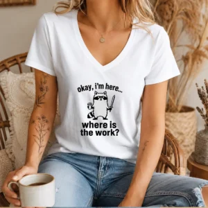 Funny Tiny Hero, Big Workload Geek V-Neck Shirt