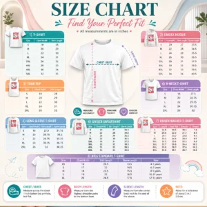 Size chart for Premium Snoopy England Go Team England World Cup 2026 with measurements in inches and cm