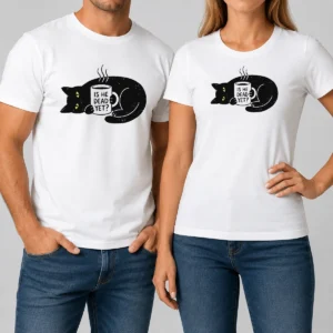 Happy Pretty SchröDinger'S Roommate t shirt in black, featuring a playful Schrödinger themed design