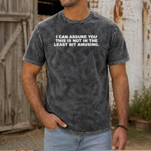 Official I Can Assure You This Is Not In The Least Bit Amusing washed t shirt in soft fabric with faded black color