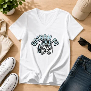 Pretty Kid'S Gotham FC Soccer Player Grey V-Neck Shirt