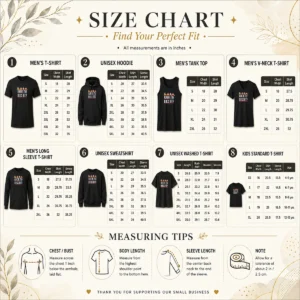 Size chart for Pretty Where My Dogs At American with measurements in inches and cm