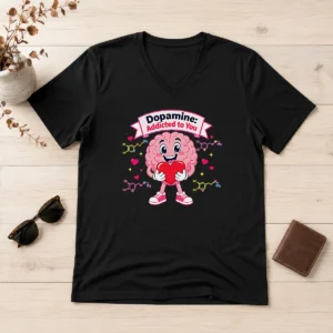 Hot Romantic Dopamine Addicted To You Couples V-Neck Shirt
