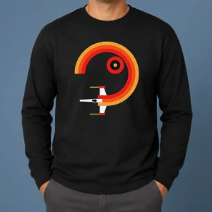 Official Awesome Star Wars X Wing Retro Sunset Spiral Circle Long Sleeve Shirt