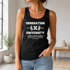 Awesome Generation X University Est 1965 We Don'T Care Tank Top
