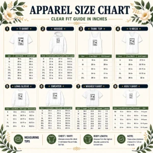 Size chart for Original Eid Mubarak And Against Oppressive Government showing measurements in inches and cm