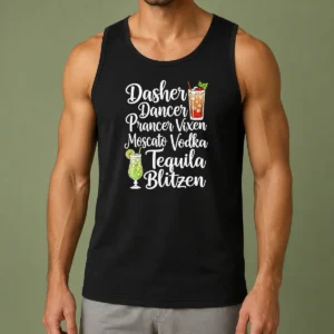 Premium Drinks Cocktail Glass Dasher Dancer Prancer Vixen Moscato Vodka Tequila Blitzen Tank Top