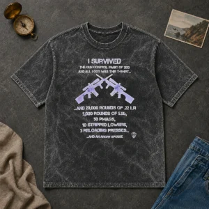 Original Top I Survived The Gun Control Panic Of 2013 Washed T-Shirt