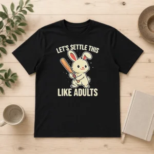 Nice Rabbit Holding Baseball Bat Let's Settle This Like Adults Shirt