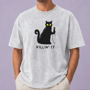 Premium Black Cat Holding Knife Killin' It Shirt - Image 8