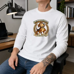 Nice OHCA National Specialty Hunting Dog Pride Cartoon Long Sleeve Shirt featuring a colorful hunting dog graphic on a comfortable long sleeve garment