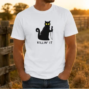 Pretty Black Cat Holding Knife Killin' It