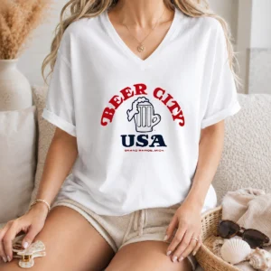 Good Beer City USA Grand Rapids Michigan V-Neck Shirt