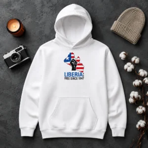 Original Liberia Free Since 1847 Hoodie in charcoal gray with front pocket and drawstring hood