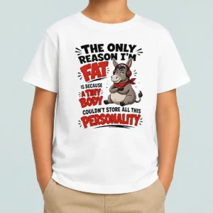 Nice Pretty Donkey The Only Reason I'M Fat Is Because A Tiny Body Couldn'T All This Personality Kids T-Shirt