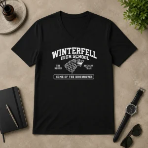 Pretty Winterfell High School Geek V-Neck Shirt
