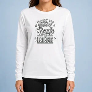 Pretty Back To School Ready To Rise Line Art Long Sleeve Shirt