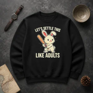 Awesome Rabbit Holding Baseball Bat Let'S Settle This Like Adults Sweater