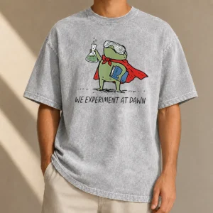 Awesome Science Frog We Experiment At Dawn Washed T-Shirt